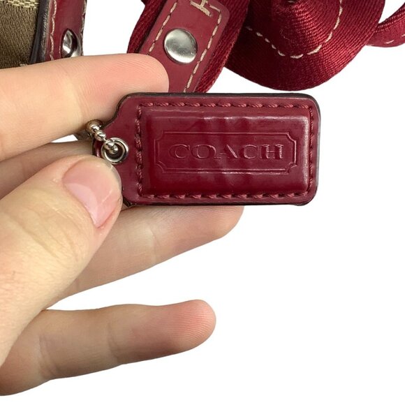 Coach Signature Stripe Monogram Canvas Crossbody Bag Purse 12"x10" Beige - Picture 4 of 11